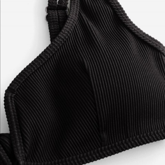 Black Zaful V-wired Ribbed Bikini Swimsuit - Picture 3 of 12